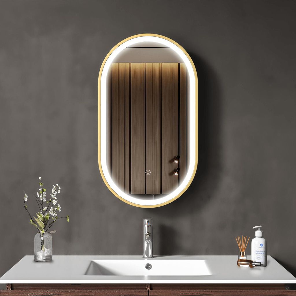 LOMAZOO Badezimmerspiegel mit Beleuchtung Oval - 40 x 70 cm Produktbild 