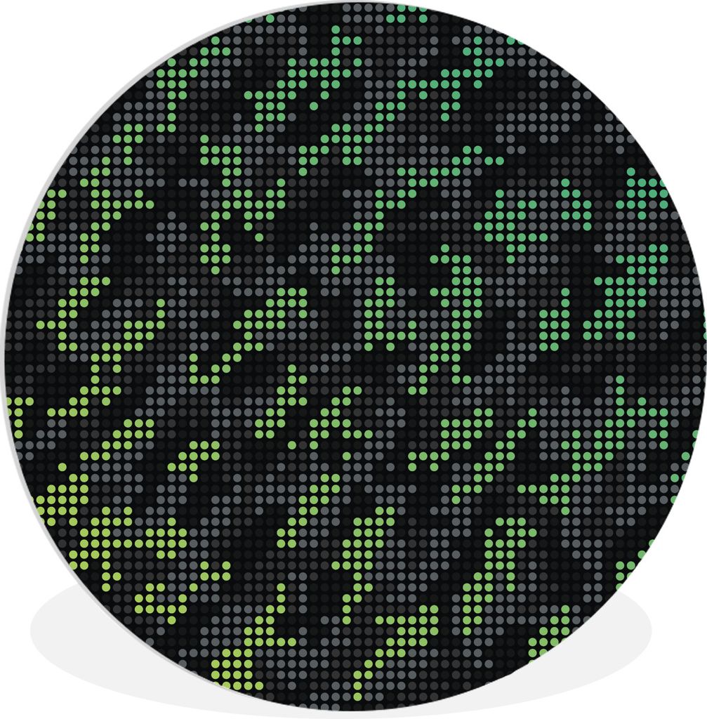 MuchoWow Rundes Wandbild - Runde Bilder Camouflage-Muster aus grünen und grauen Punkten Ø 90 cm Kreis Wanddekoration Kunststoff - Wandkreis - W...