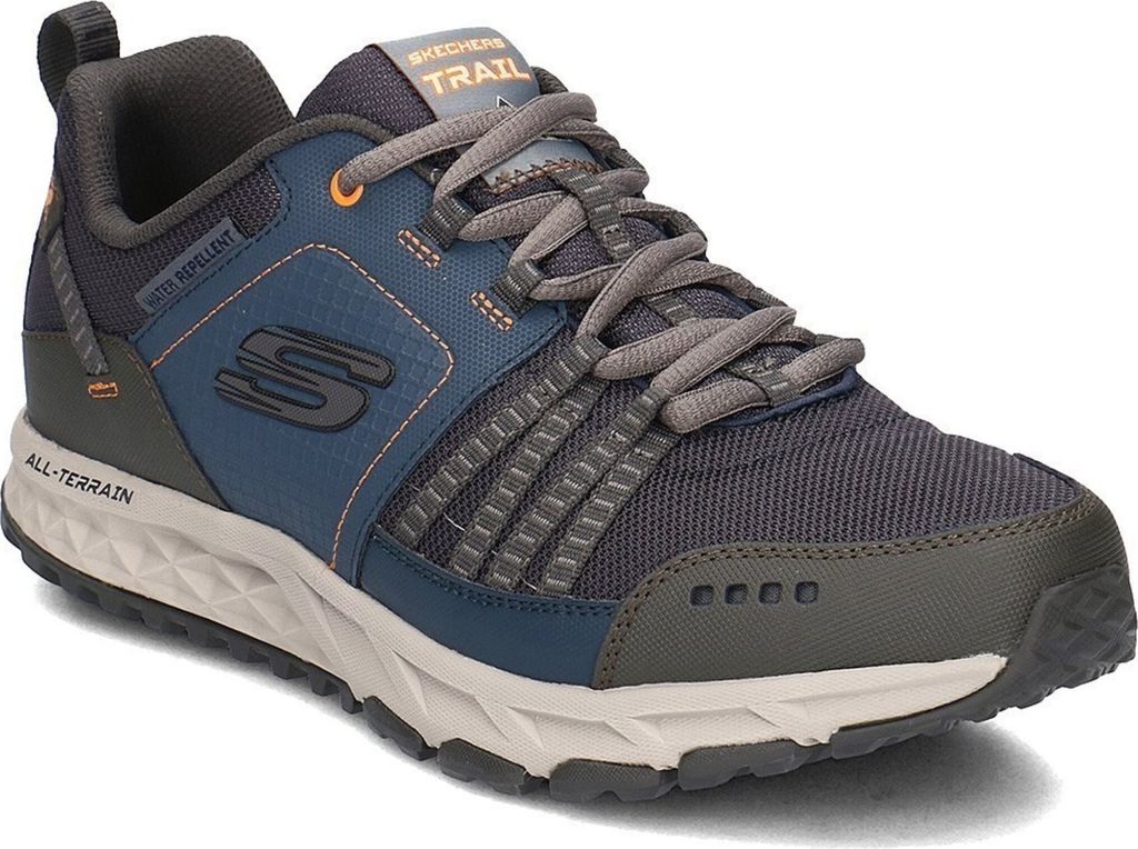 A single Skechers trail shoe is shown from a side-angle on a white background.