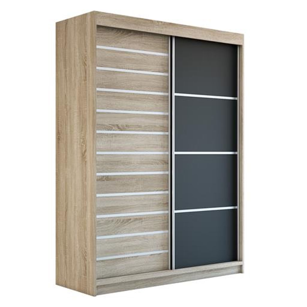 A wardrobe with sliding doors.