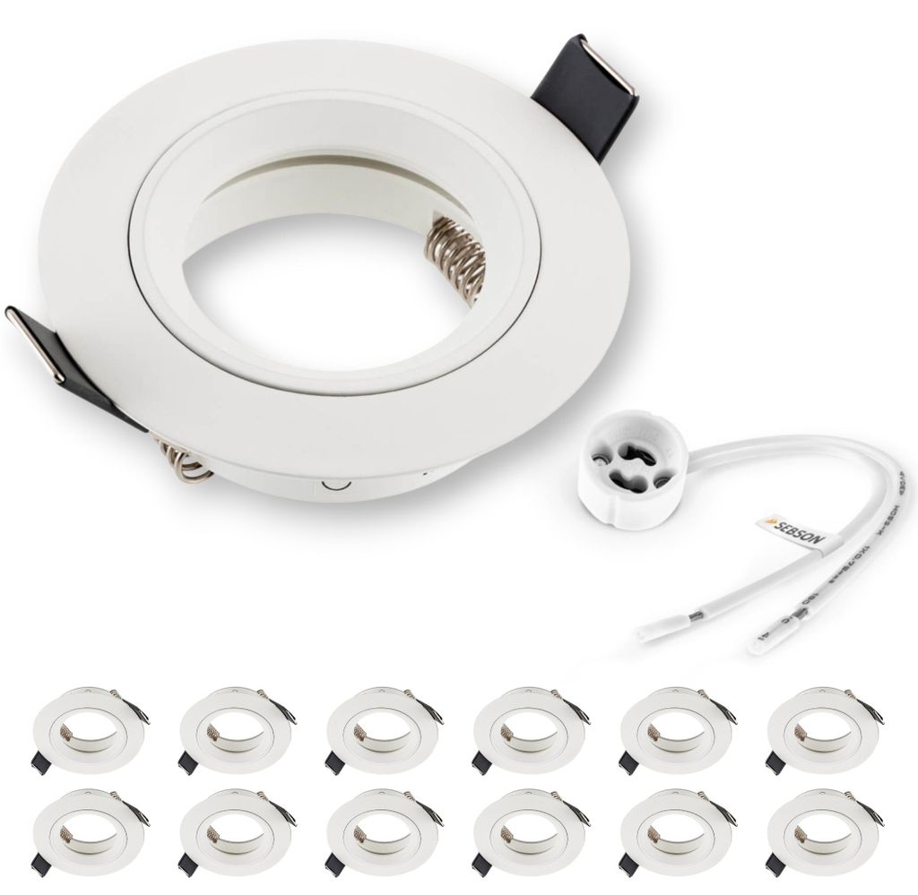 12x Einbau Strahler Rahmen weiß Decken Spot Leuchte LED Halogen GU10 230V SEBSON