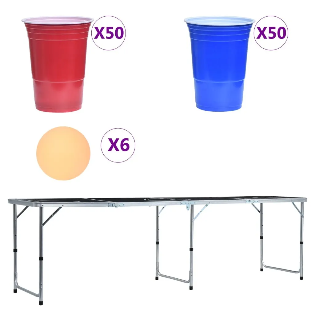 vidaXL Table de bière-pong pliable 240 cm avec 90 tasses et balles