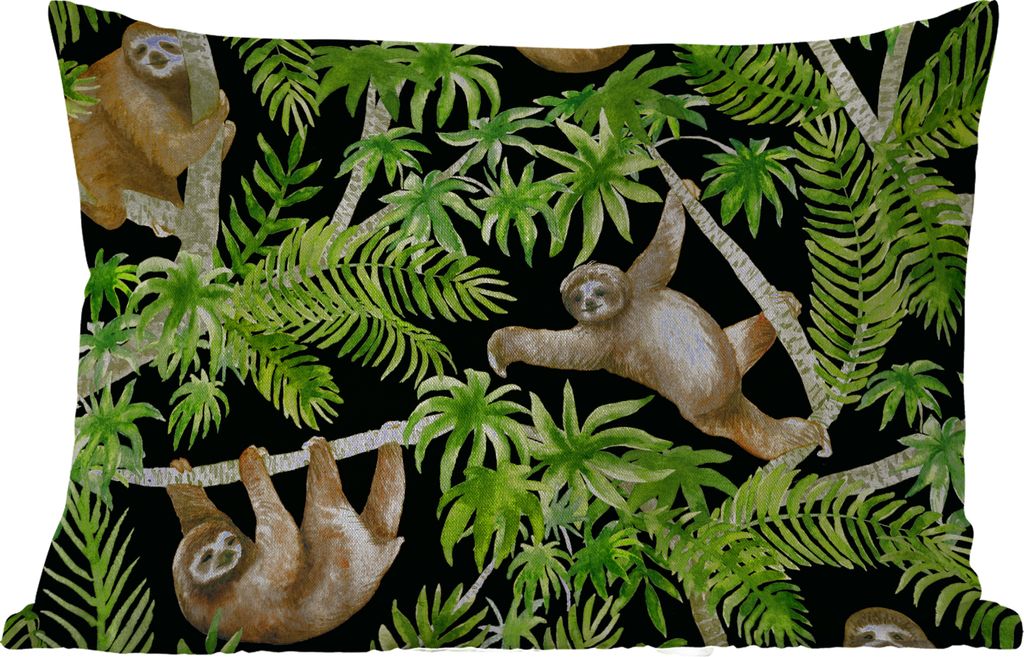 MuchoWow Outdoor Kissen - Faultier - Palme - Muster - Jungen - Mädchen - Kinder - Kind - 60x40 cm - Wetterfest - Lounge Kissen - Zierkissen - Ki...