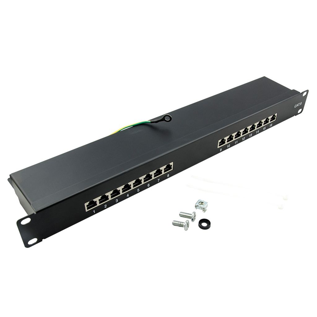 Logilink Patchpanel 16-Port Cat6 STP 19" EconLinie schwarz Immagine del prodotto 