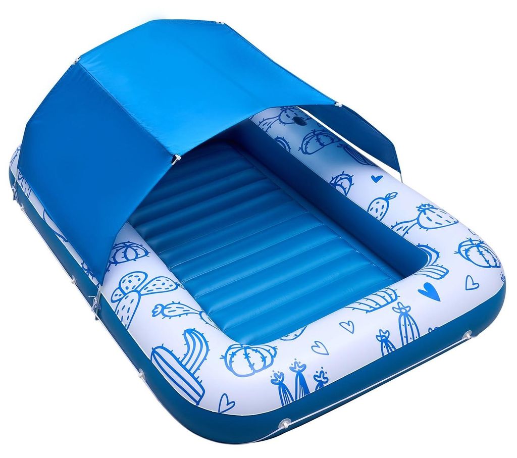 Aufblasbare Pool-Schwimmhilfe mit Sonnendach (UPF 50+), 2,09 x 1,4 m große schwimmende Sonnenliege für Erwachsene, Tragkraft 250 kg, Sonnenliege ...