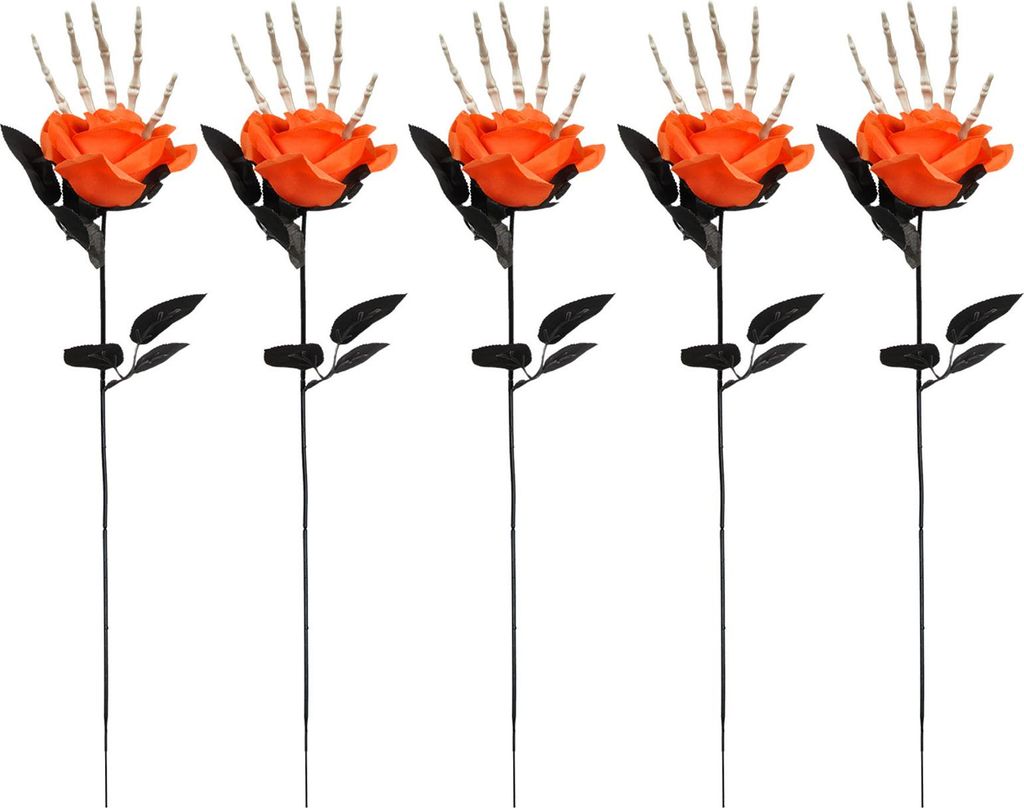 5Pcs Skeleton Hand Simulation Blume Künstliche Rosen Halloween Horror Dekoration Schwarz Gefälschte Blumen Gothic Künstliche Blumen