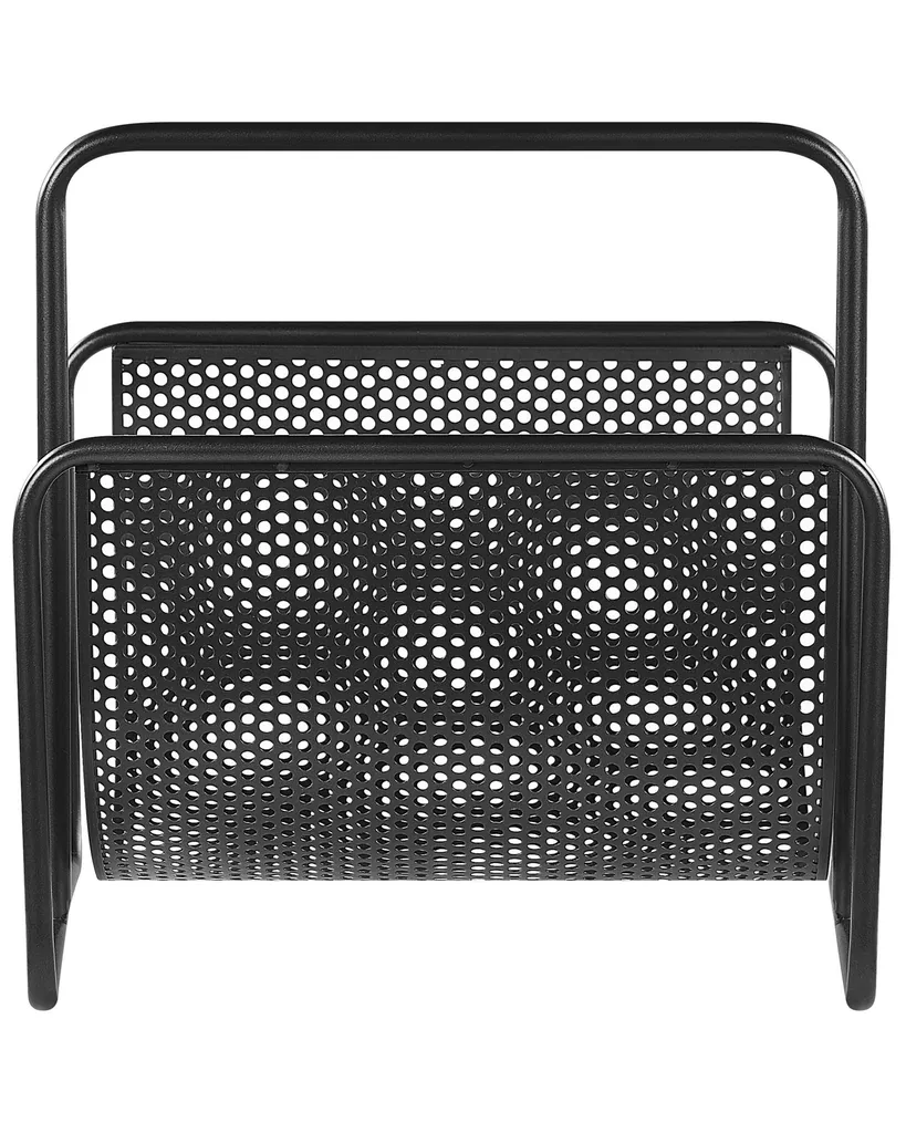 Porte-revues en fer noir au style industriel et structure géométrique