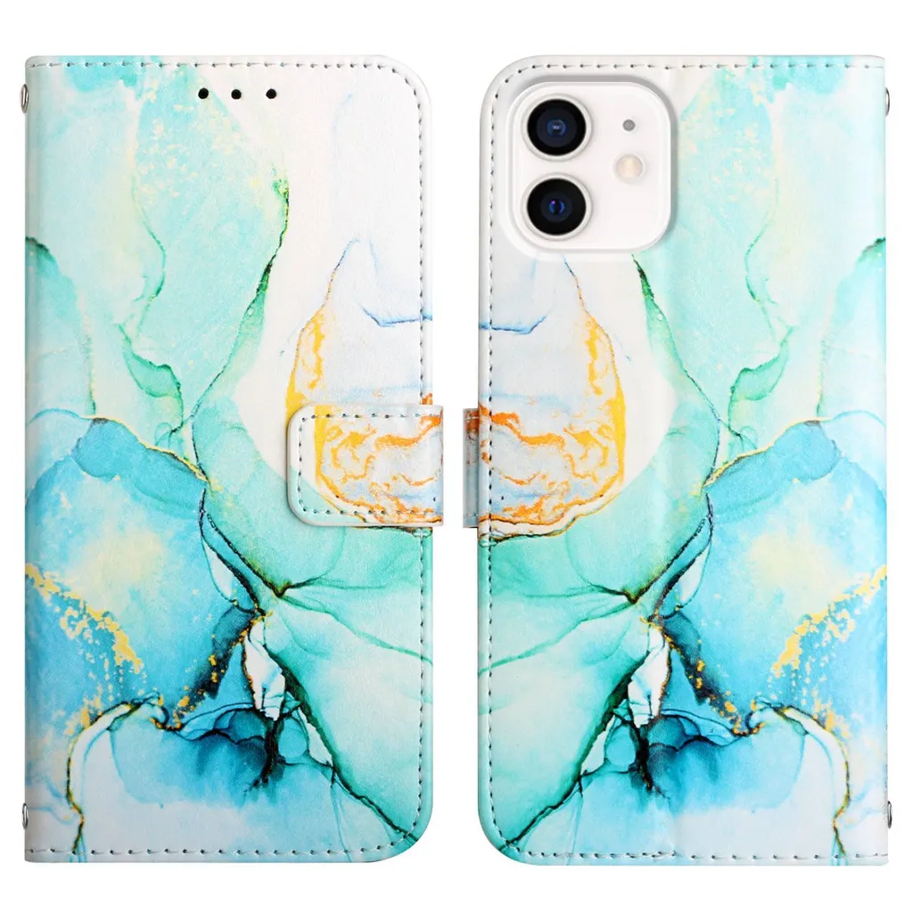 Custodia a Libro iPhone 12 Mini Verde Marmo | Wallet Case con Stand - 2