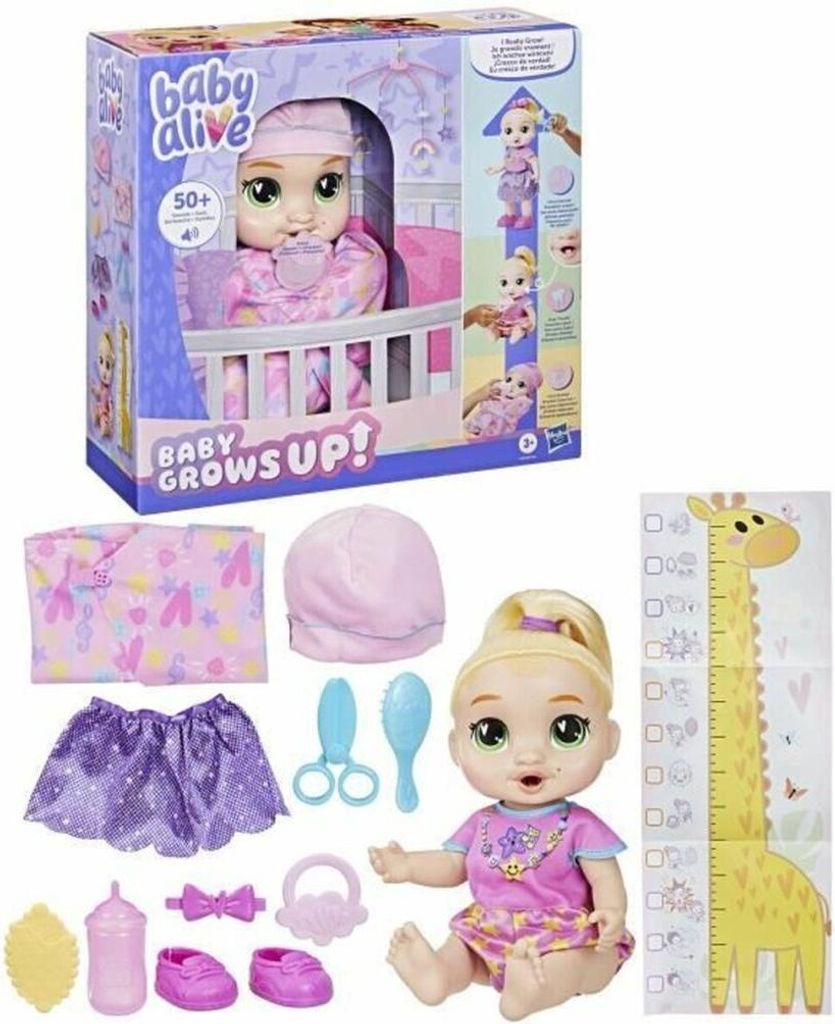 Baby Alive Baby Grows LaLa GooGoo – Interaktives Puppenset mit über 75 Geräuschen und Sätzen für Kinder ab 3 Jahren