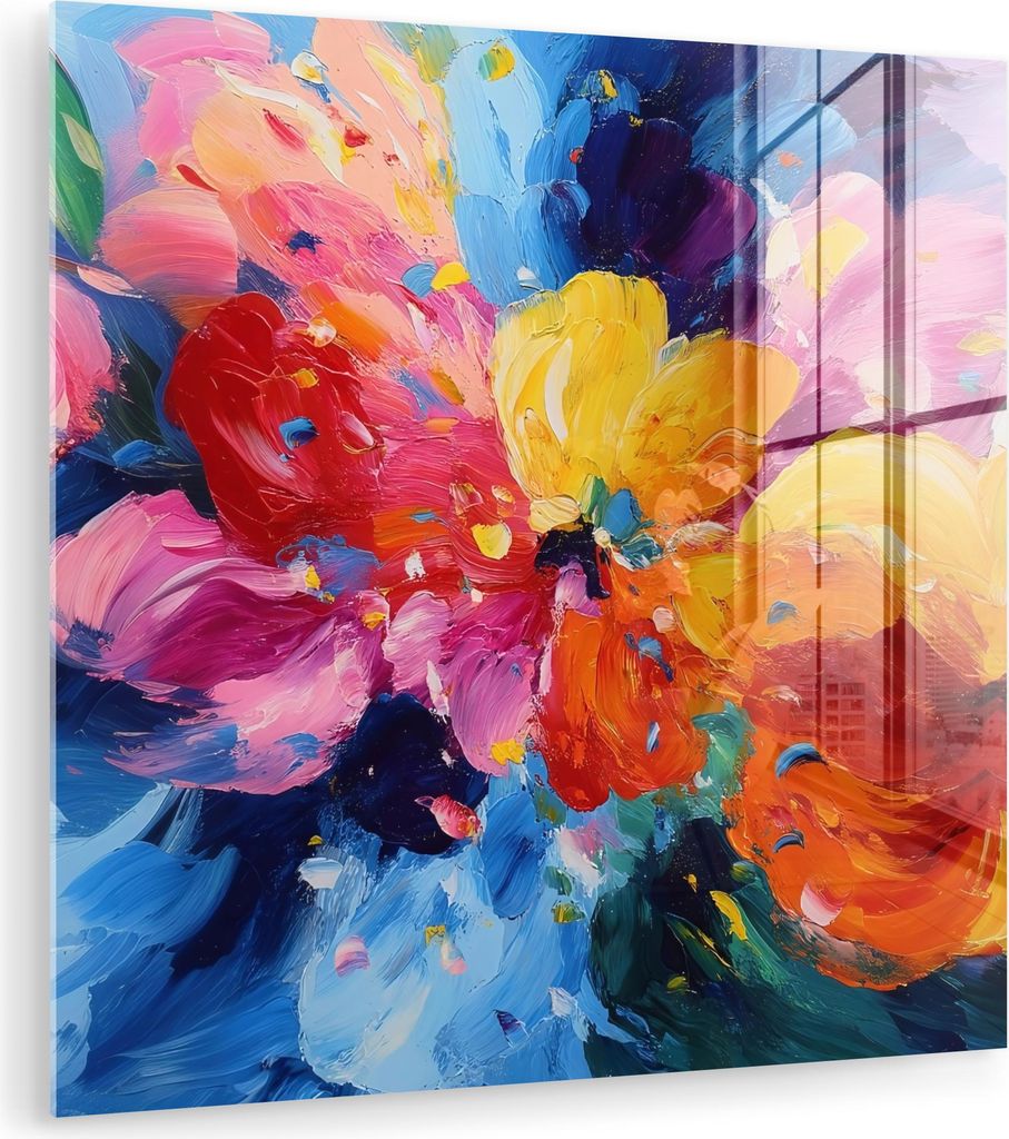 MuchoWow Glasbilder - Bilder auf Wandbild - Foto auf Glas Gewellt - Energie - warm 90x90 cm Wanddekoration aus Glas - Acrylglasbild - Acrylbilder -...