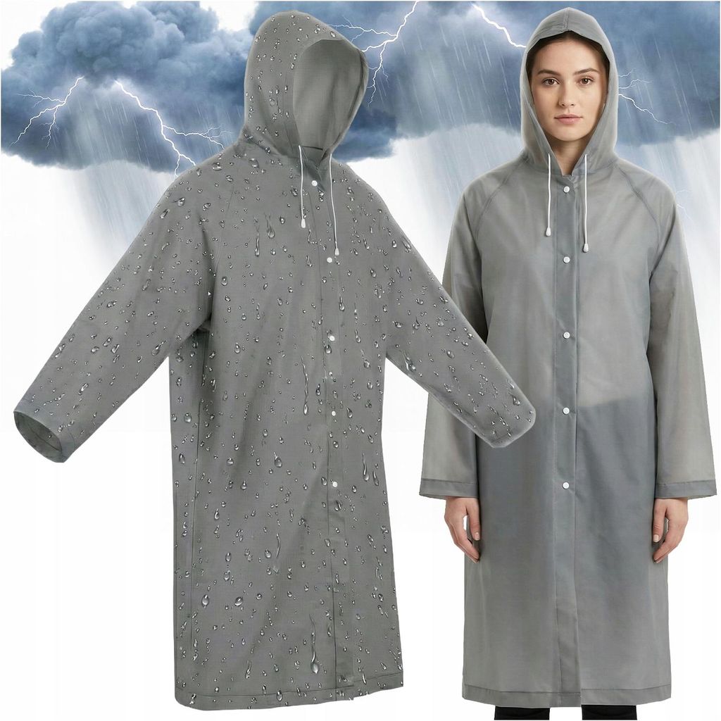 Universelle Regenjacke – Cape-Jacke Mit Kapuze, Grau Produktbild 