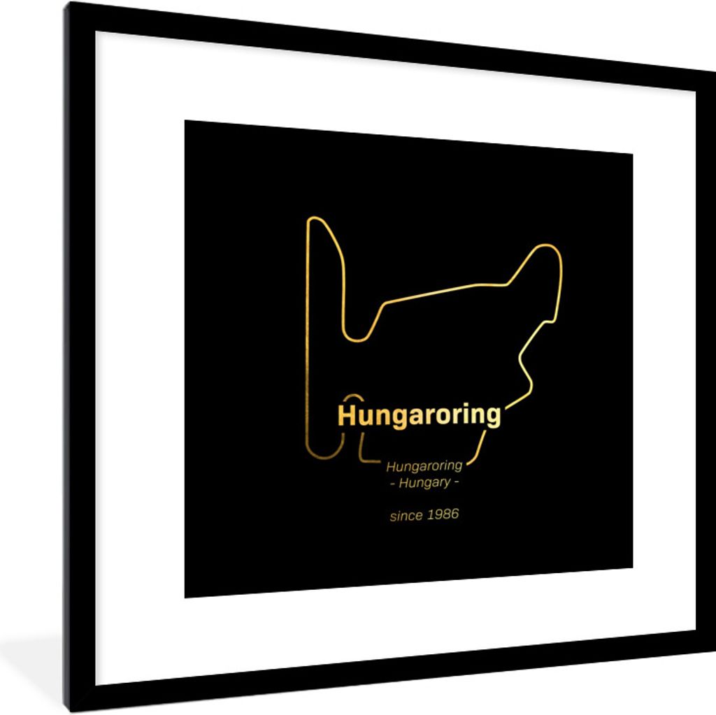 MuchoWow Gerahmtes Poster Hungaroring - Formel 1 - Rennstrecke 40x40 cm - Poster mit Schwarzem Bilderrahmen Wandposter Rahmen Foto Bilder - Poste...