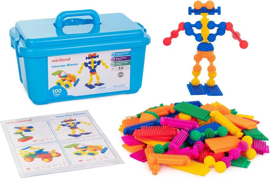 Blocs de Construction Interstar Miniland 100 Pièces Design Ergonomique - 4