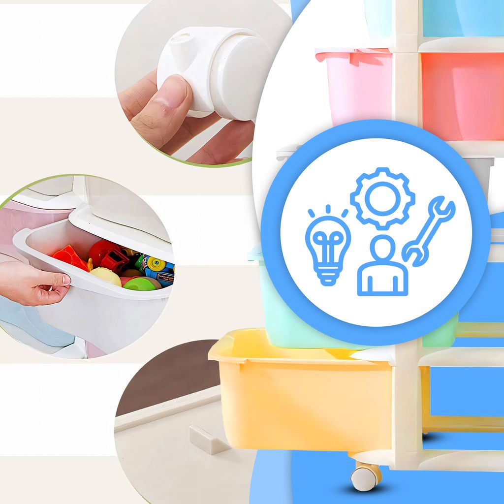 Kinderregal mit Spielzeugaufbewahrung – Mehrfarbig, 5 Produktbild 7