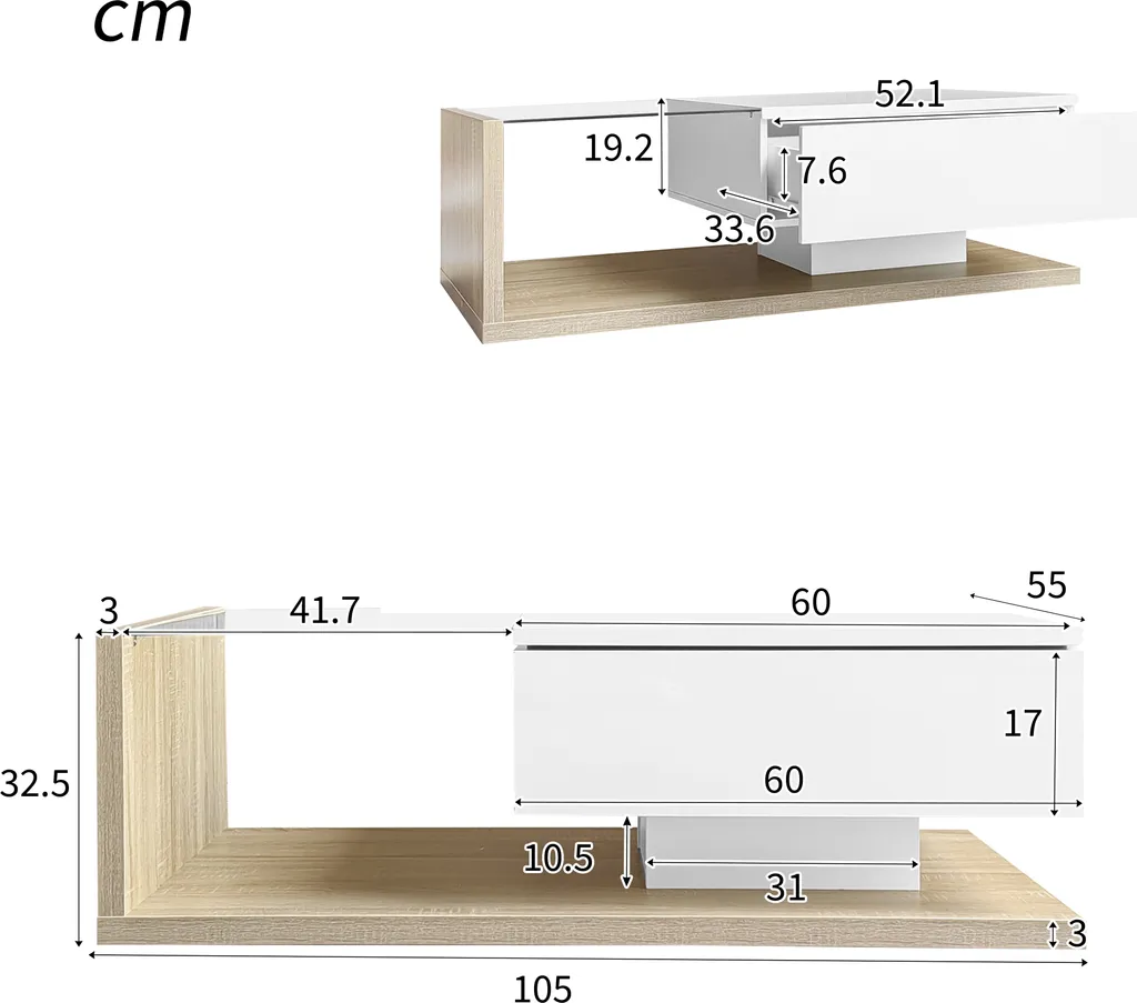Table Basse Moderne pour Soirée Cinéma avec Éclairage LED et Tiroir - 4