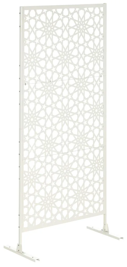Panneau brise-vue décoratif blanc en métal 92x198cm - Modèle Flora 45