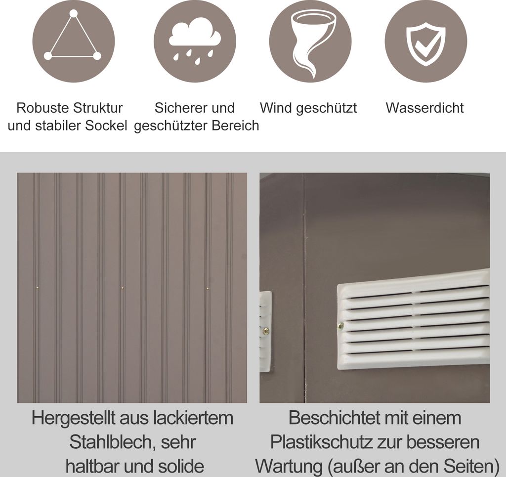 Szopa na narzędzia Outsunny Szopa ogrodowa szara 277 x 195 Zdjęcie produktu 6
