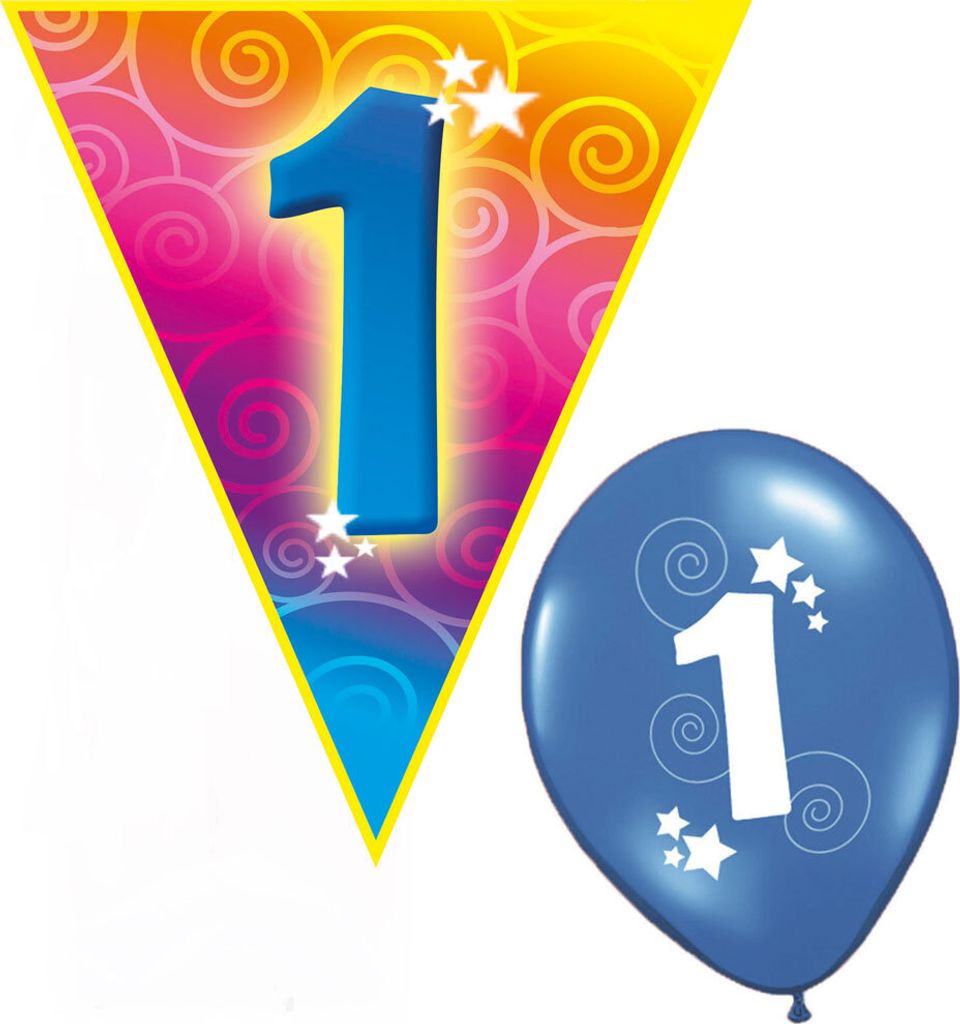 Set Kindergeburtstag Luftballons und Girlande 1 Jahr Größe: ohne Attribut