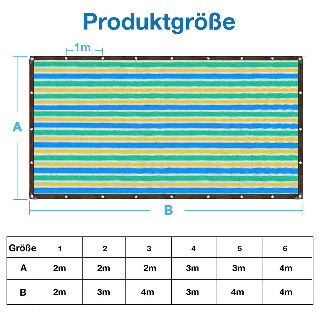 Sonnensegel 3x4 m, Schattierungsnetz mit sen 3x4m wrme-