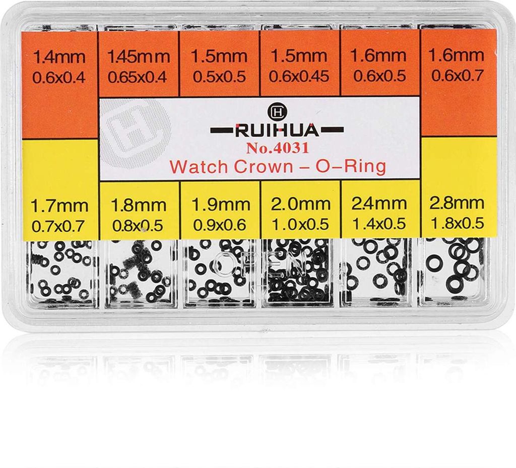 Uhren-Gummi-Unterlegscheibe, einfach zu verstauender wasserdichter Kronen-O-Ring, 1 Box Herren für die Reparatur von Uhren