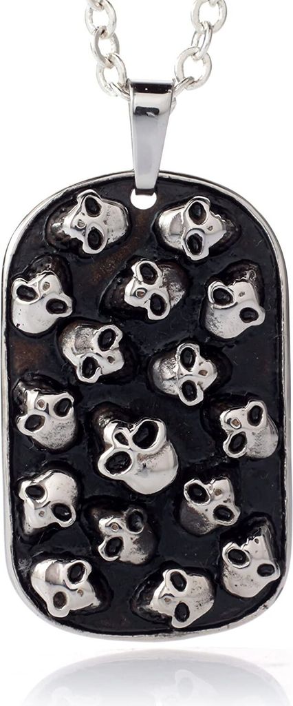 Edelstahl 316L Dog Tag Anhänger Totenköpfe Geschwärzt Mit Produktbild 