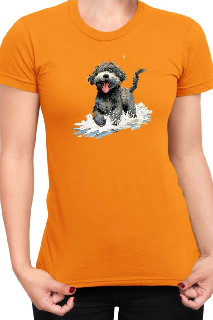 Damen T-Shirt Funny Dogs Breeds Portugese Water Dog Breed Dog Breed, Lady XS / Orange