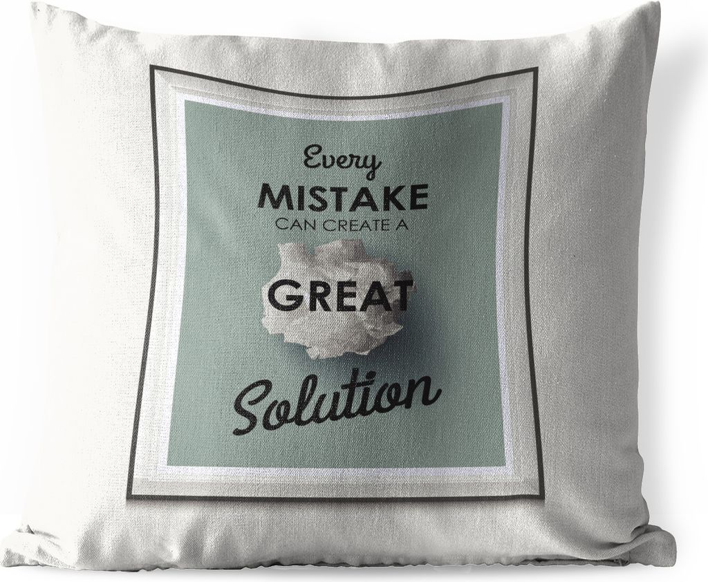 MuchoWow Outdoor Kissen - Jeder Fehler kann eine große Lösung hervorbringen" - Zitate - Sprichwörter - 50x50 cm - Wetterfest - Lounge Kissen -...