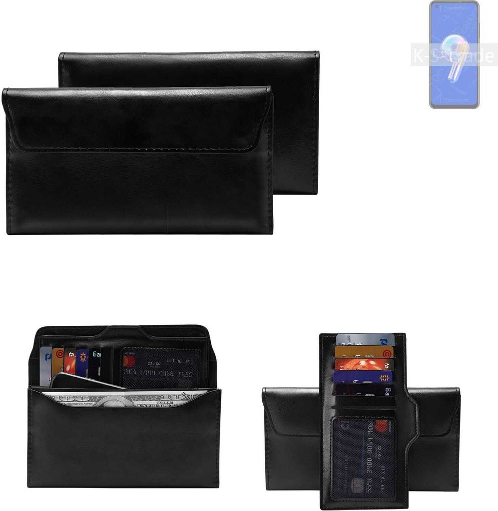 K-S-Trade Handy Hülle kompatibel mit Asus Zenfone 9 Schutz Hülle Tasche Schutz Case Handytasche Kunstleder schwarz, 1x