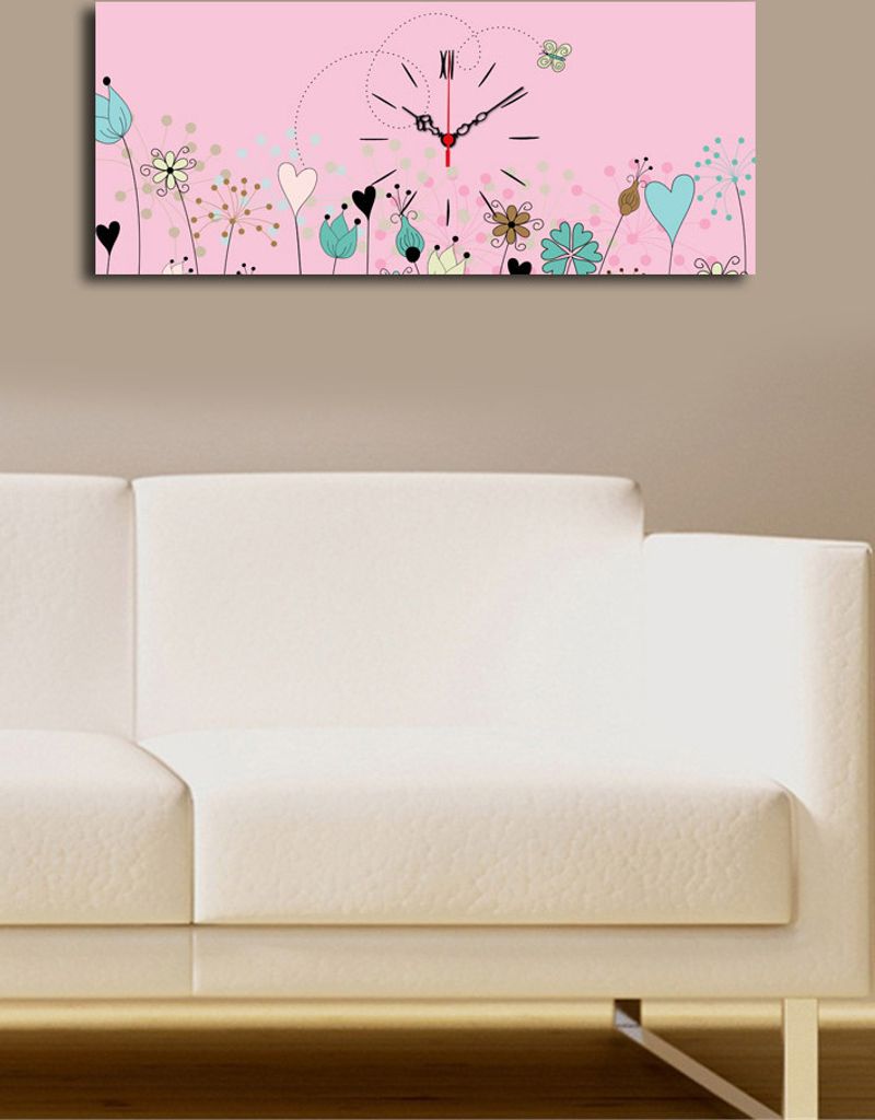 Opviq, 3070CS- CLA1644, Bunt, Wanduhren, 30 x 70, 100% Wildleder -Leinwand