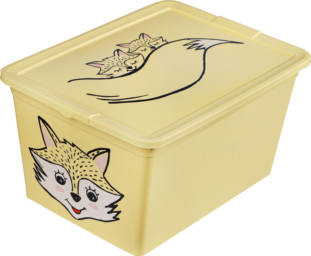 Kunststoffbehälter 15L Spielzeugbehälter Kunststoff Mit Deckel Aufbewahrungsbox Fuchs Gelb