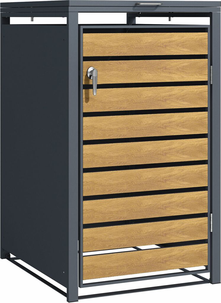 Phoenix GB1168AWK Aufbewahrungsbox mit einzelnen Rollen - Galvanisierter Stahl - Witterungsbeständig - Abdeckung für Außenbox - Braun