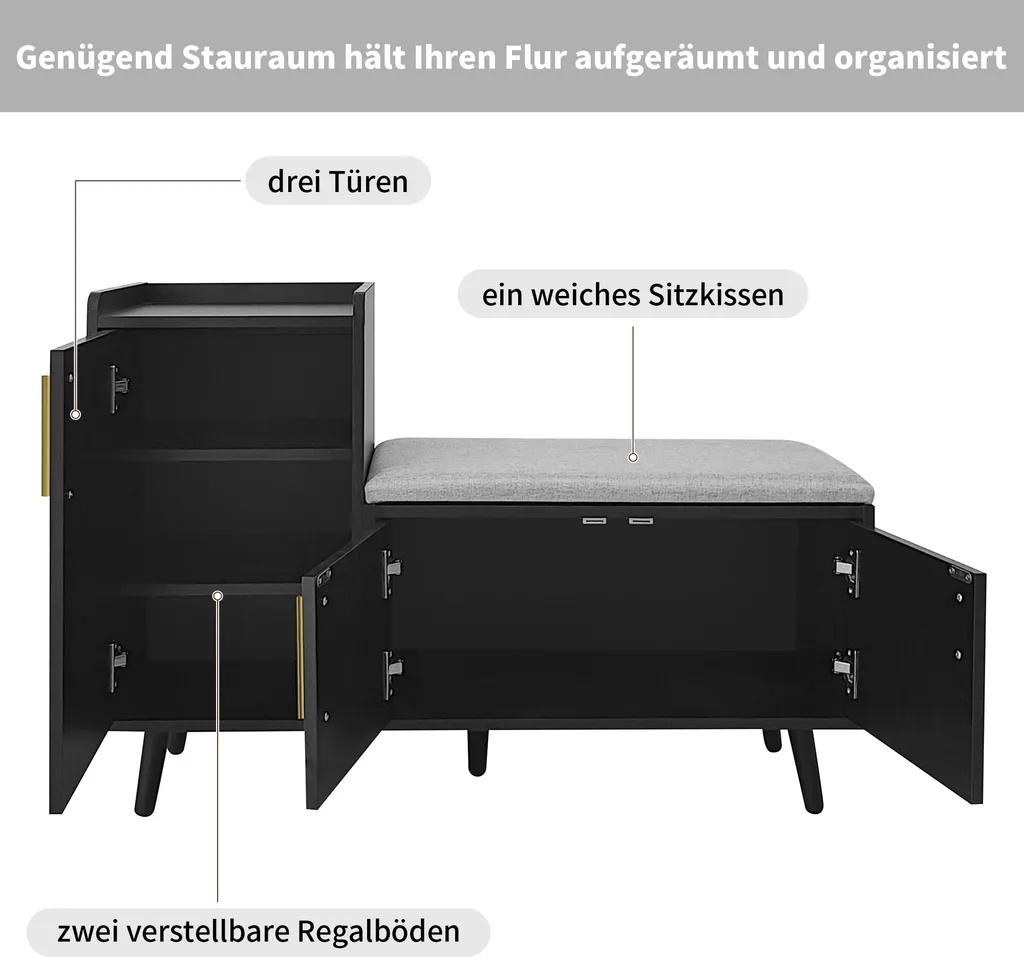 Commode à chaussures gain de place avec banc intégré pour petit hall