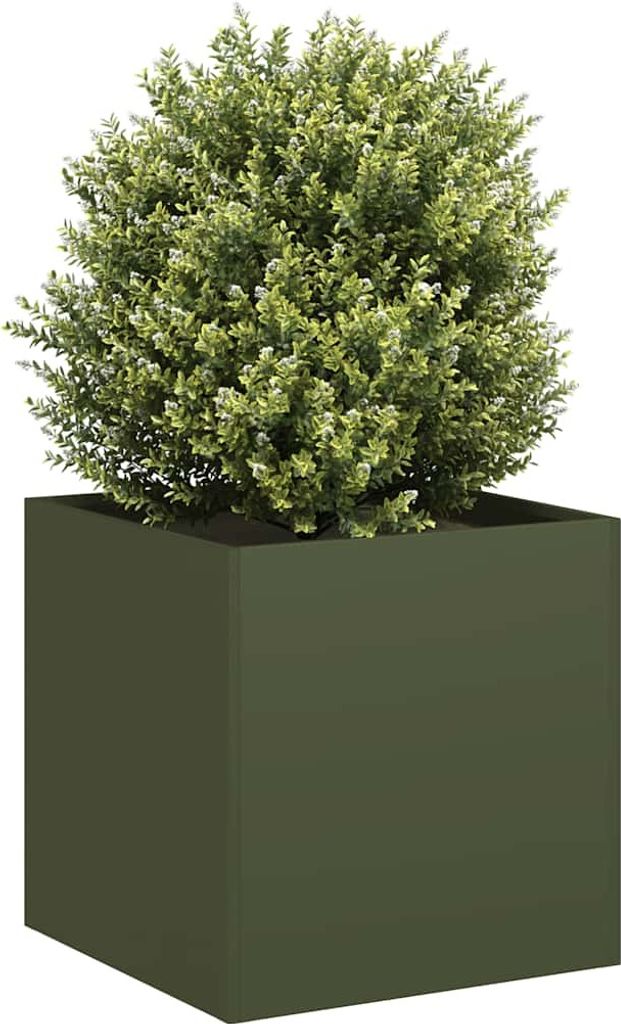 Maison Exclusive - Pflanzkübel Olivgrün 40x40x40 cm Kaltgewalzter Stahl