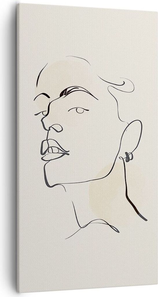 Bild auf Leinwand - Leinwandbild - Einteilig - Minimalismus Porträt Linie - 55x100cm - Wand Bild - Wanddeko - Wandbilder - Leinwanddruck - Bilder ...