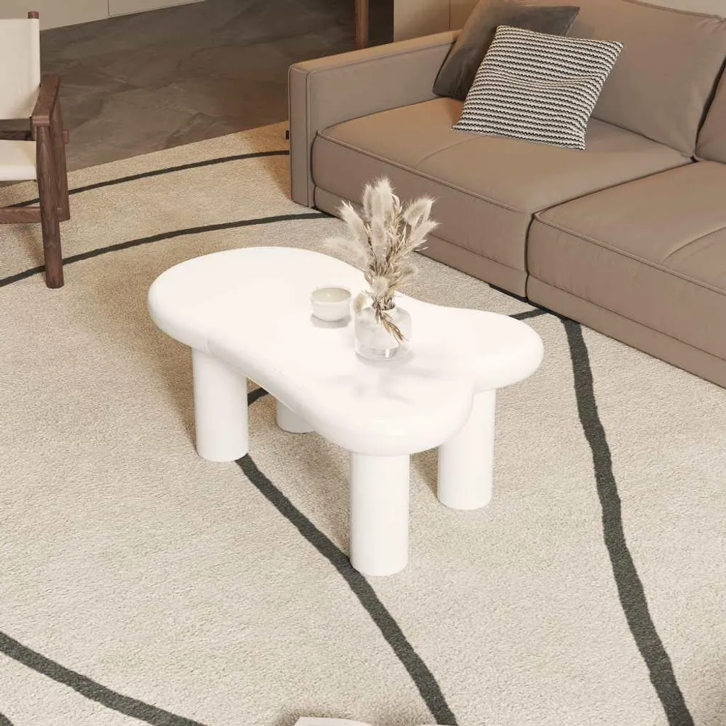 Table basse forme nuage avec rangement et LED multicolores blanc - 4