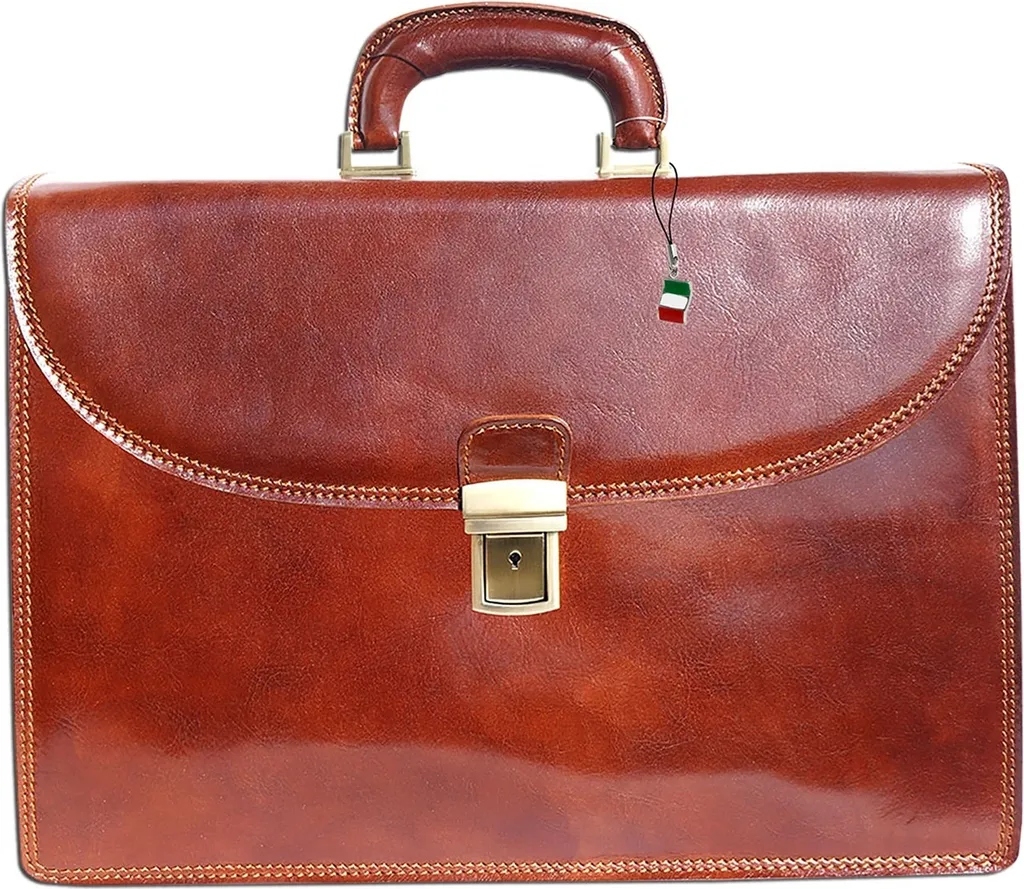 Sac d'affaires Florence en cuir véritable marron finition OTF151N
