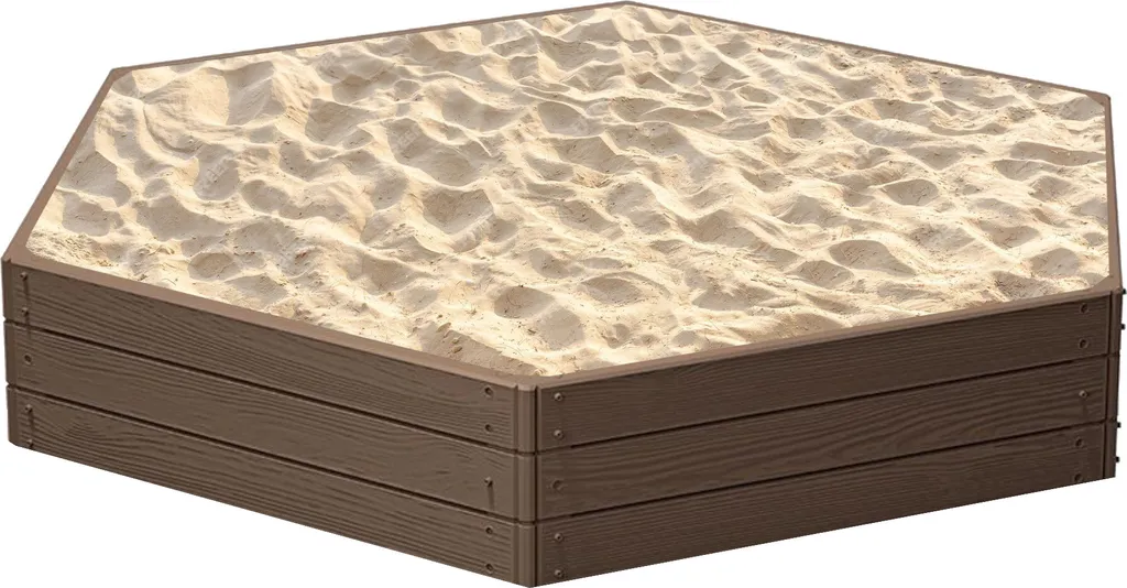 Bac à sable pour enfant aspect bois naturel 148cm - Aire de jeux brun