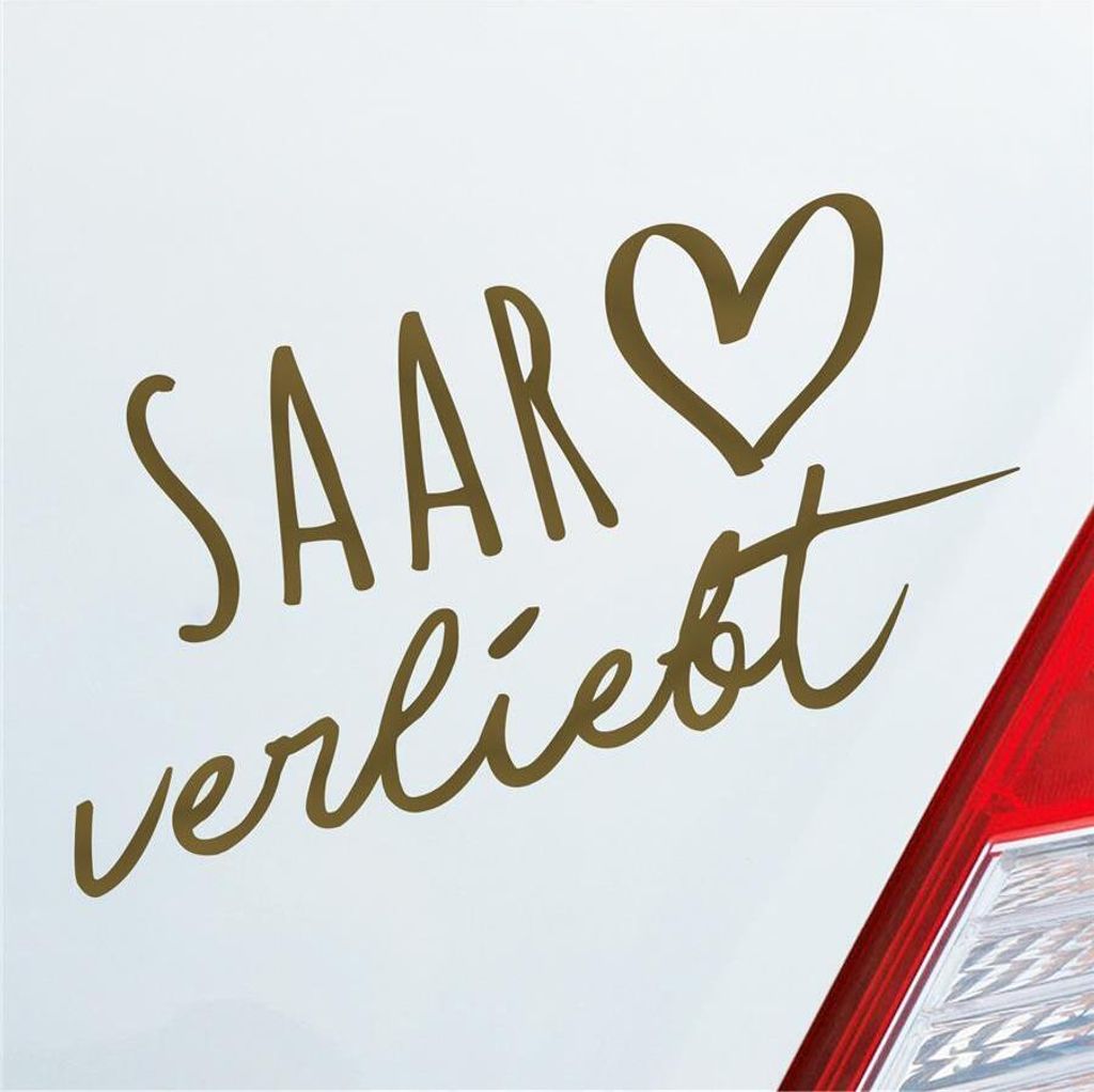 Auto Aufkleber Saar verliebt Herz Fluss River Wasser Water Liebe Car 19x10 cm Gold Sticker Heckscheibenaufkleber