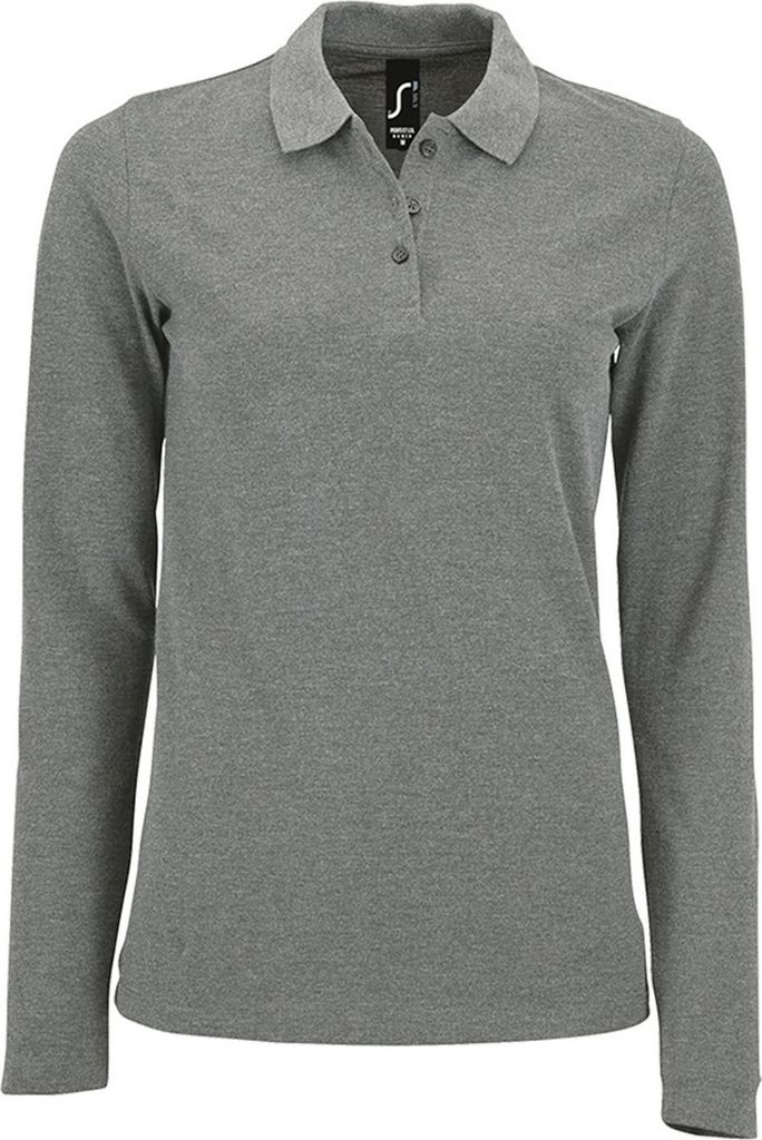 SOLS - Poloshirt für Damen Langärmlig PC3999 (3XL) (Grau meliert)