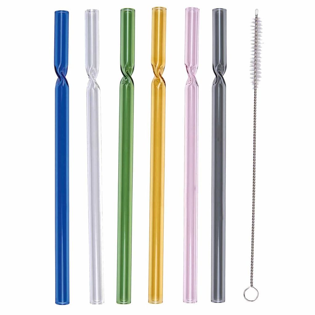 moses. Blatt & Blüte Glas-Trinkhalme, 6er-Set bunte Strohhalme aus bruchsicherem Glas, spülmaschinengeeignete Glasstrohhalme in 6 verschiedenen F...