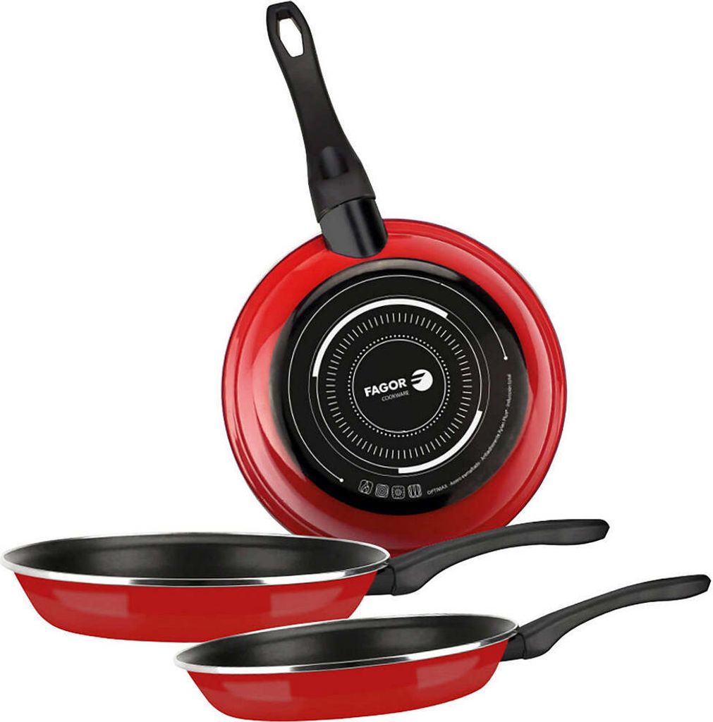 Bratpfanne optimax ø20+24+28cm emaillierter Stahl 1,5mm fagor