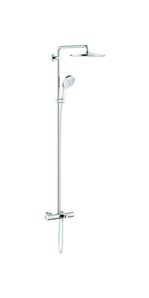 GROHE Duschsystem Rainshower SmartActive 310 26657, 450 mm Duscharm, mit Aufputz-Thermostat-Wannenbatterie, Wandmontage, Kopfbrause, Handbrause, chrom