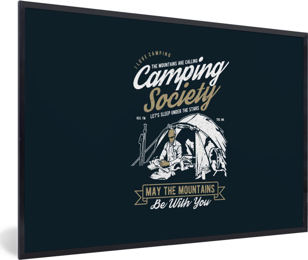 MuchoWow MuchoWow Gerahmtes Poster Zelt - Camping - Vintage 30x20 cm - Poster mit zchwarzem Bilderrahmen - Kunstdruck - Bild-Poster