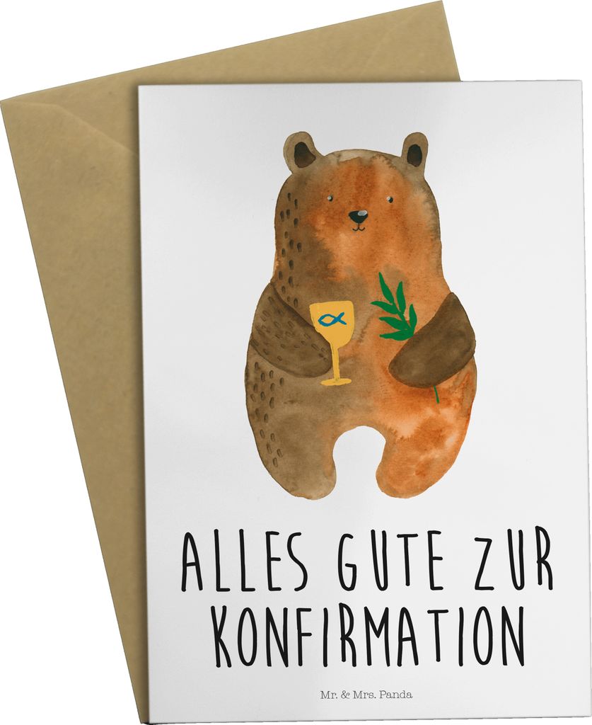 Mr. & Mrs. Panda Grußkarte Bär Konfirmation - Weiß - Geschenk, Motivkarte, Evangelisch, Teddy, einladungskarten, Gottesdienst, weihnachtskarten,...