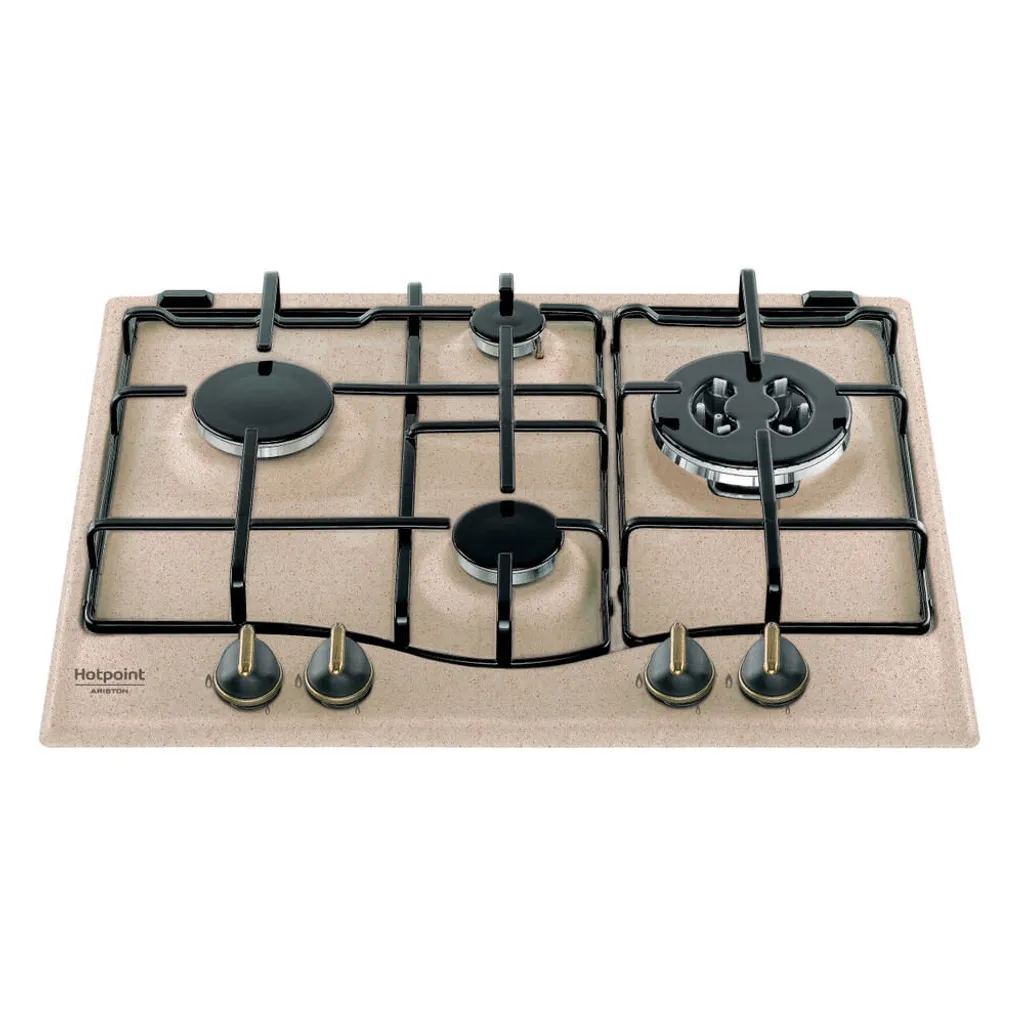 Plaque de cuisson gaz encastrable 4 feux Hotpoint PC640T couleur avoine 60cm