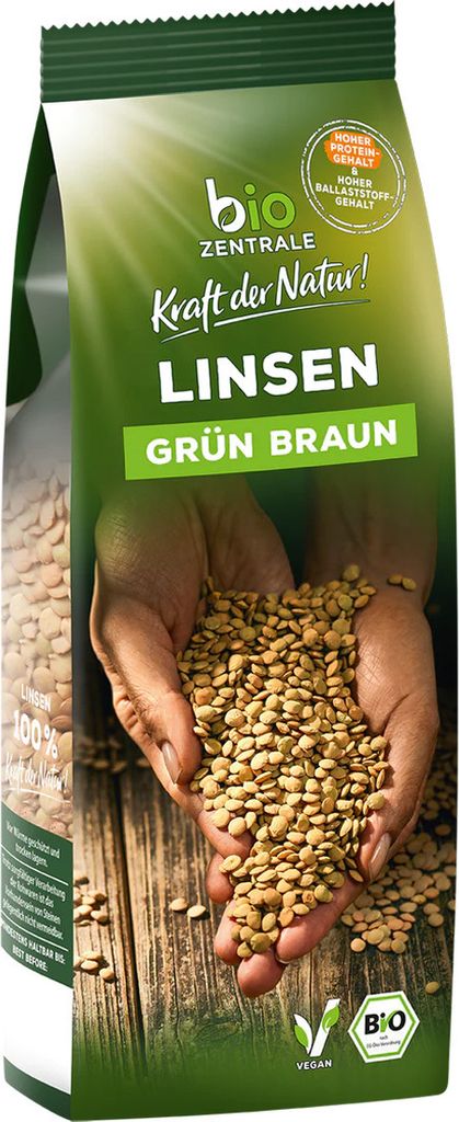 Biologische linzen, groen-bruin Productafbeelding 