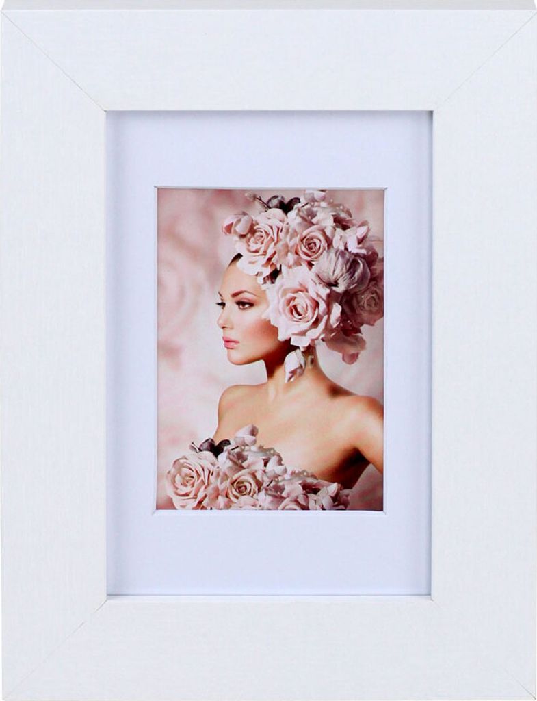 Bilderrahmen Holz Rahmen Plexi Acryl Collage Wanddeko Poster quadratisch S215 - Farbe: Weiß | Format: 10x15