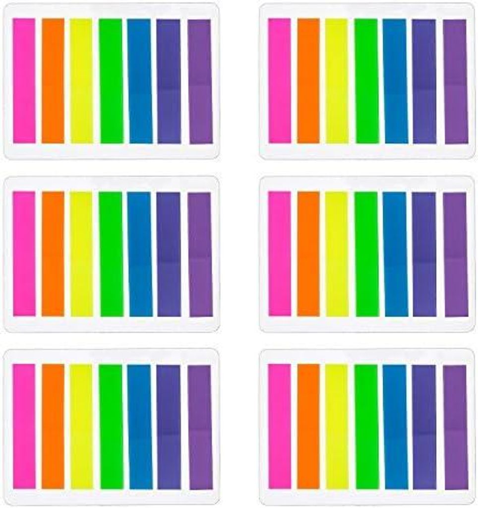Haftnotizen, 840 Stück, 6 Sets, 7 Farben, 8 x 45 mm, Durchsichtiger und abnehmbarer Kleber, Bunte Fahnen für farbcodierte Notizen, Geeignet für ...