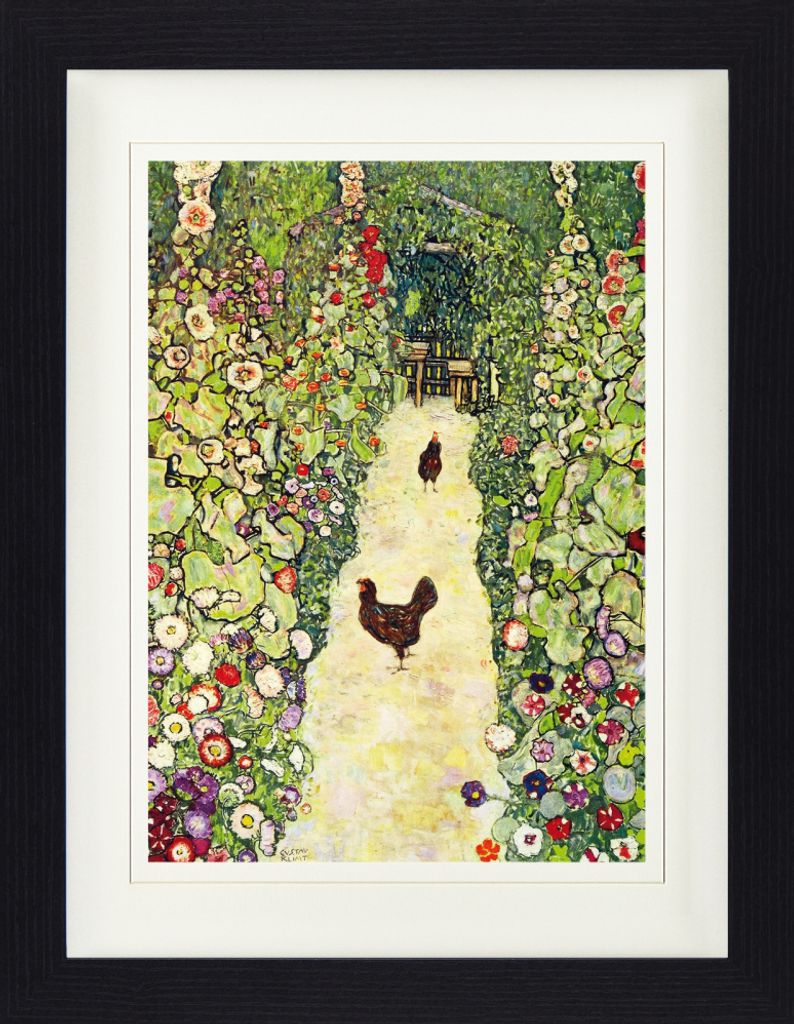 Gustav Klimt Gerahmtes Bild Mit Edlem Passepartout | Wand-Bilder | Im Bilderrahmen - Gartenweg Mit Hühnern, 1916 (40 x 30 cm)