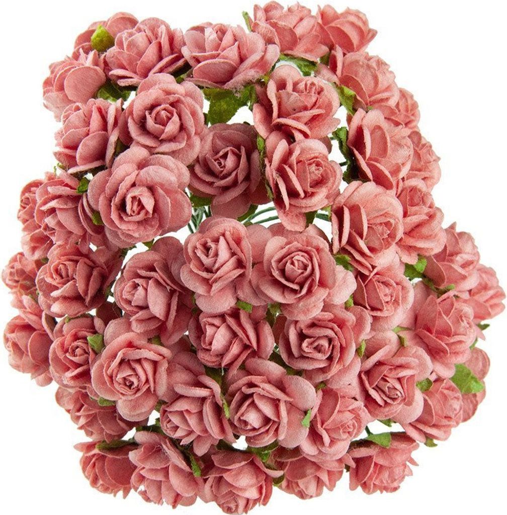 ROSEN Geöffnete 25 mm 25 Stk Scrapbooking Maulbeerpapier Blumen Flower lachsfarben